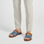 Men’s Exclusive Contour Leather Sandals Denim