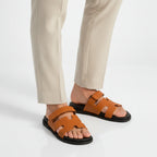 Men’s Exclusive Contour Leather Sandals Brown