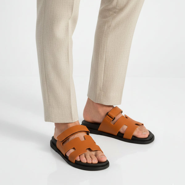 Men’s Exclusive Contour Leather Sandals Brown
