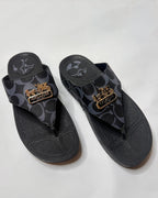 Coach Signature Canvas Black Flip Flop Sandals