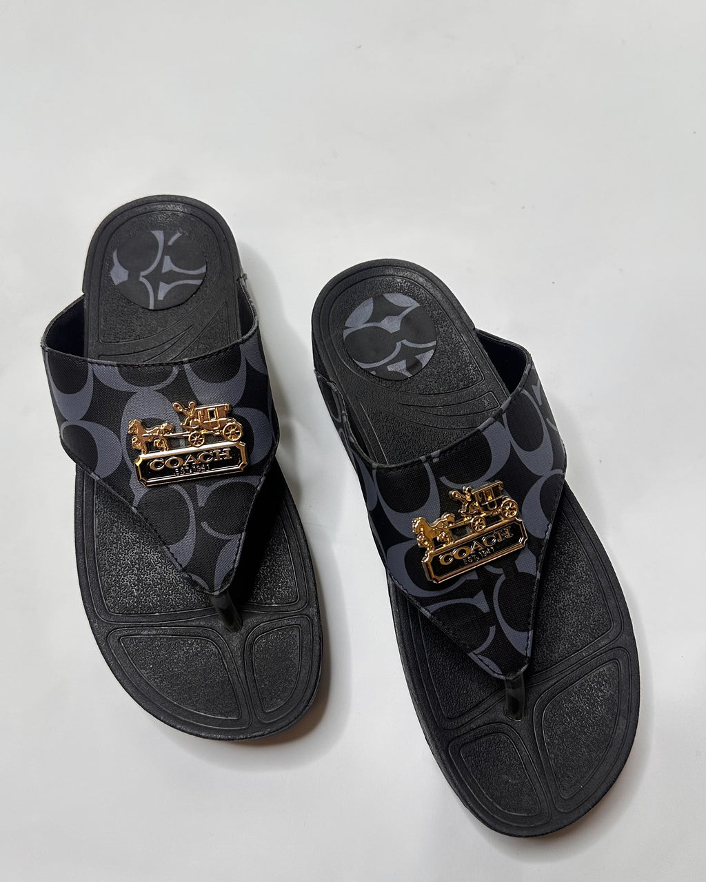 Coach Signature Canvas Black Flip Flop Sandals