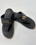 Coach Signature Canvas Black Flip Flop Sandals