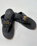 Coach Signature Canvas Black Flip Flop Sandals