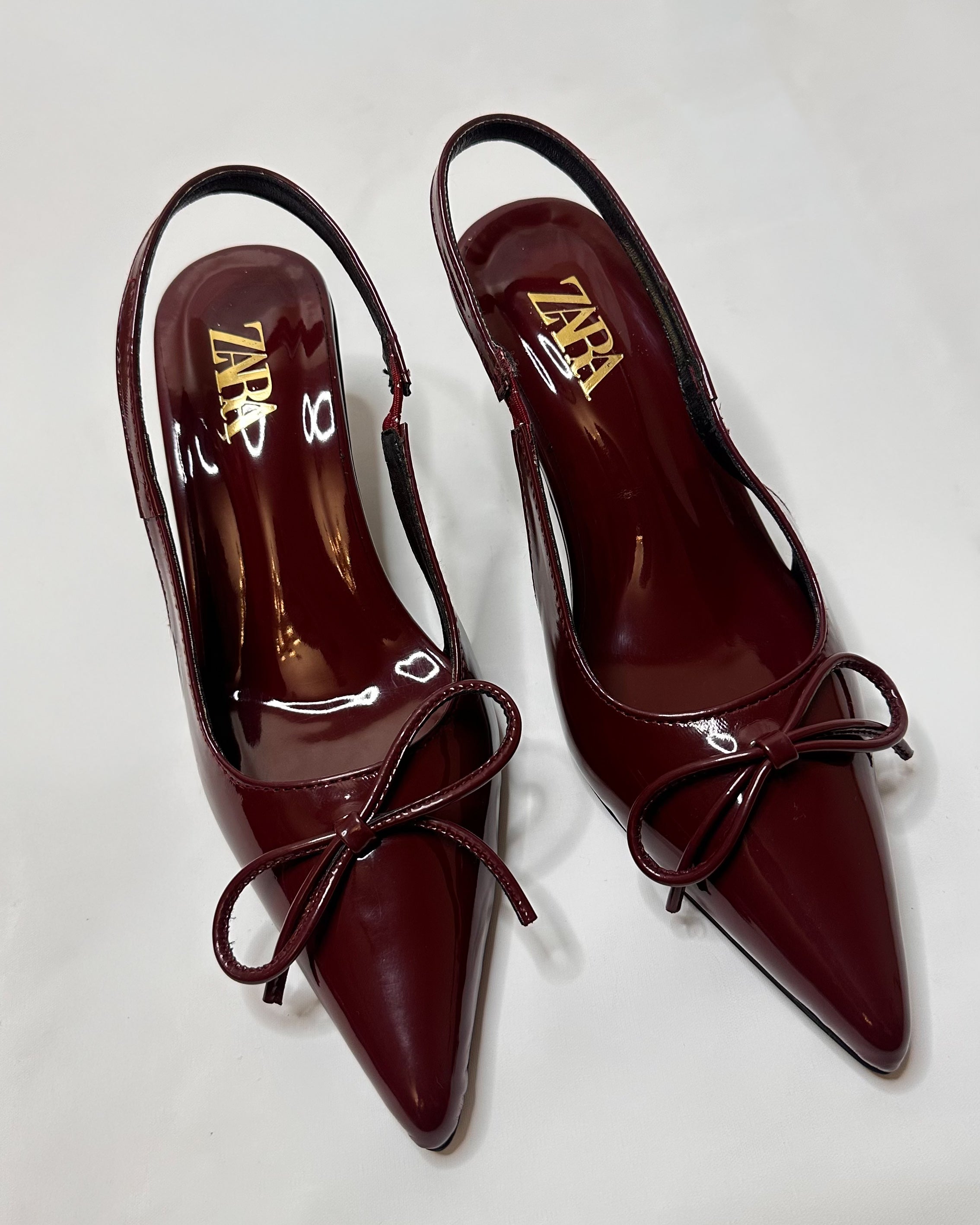 Zara Patent Slingback Red Heels