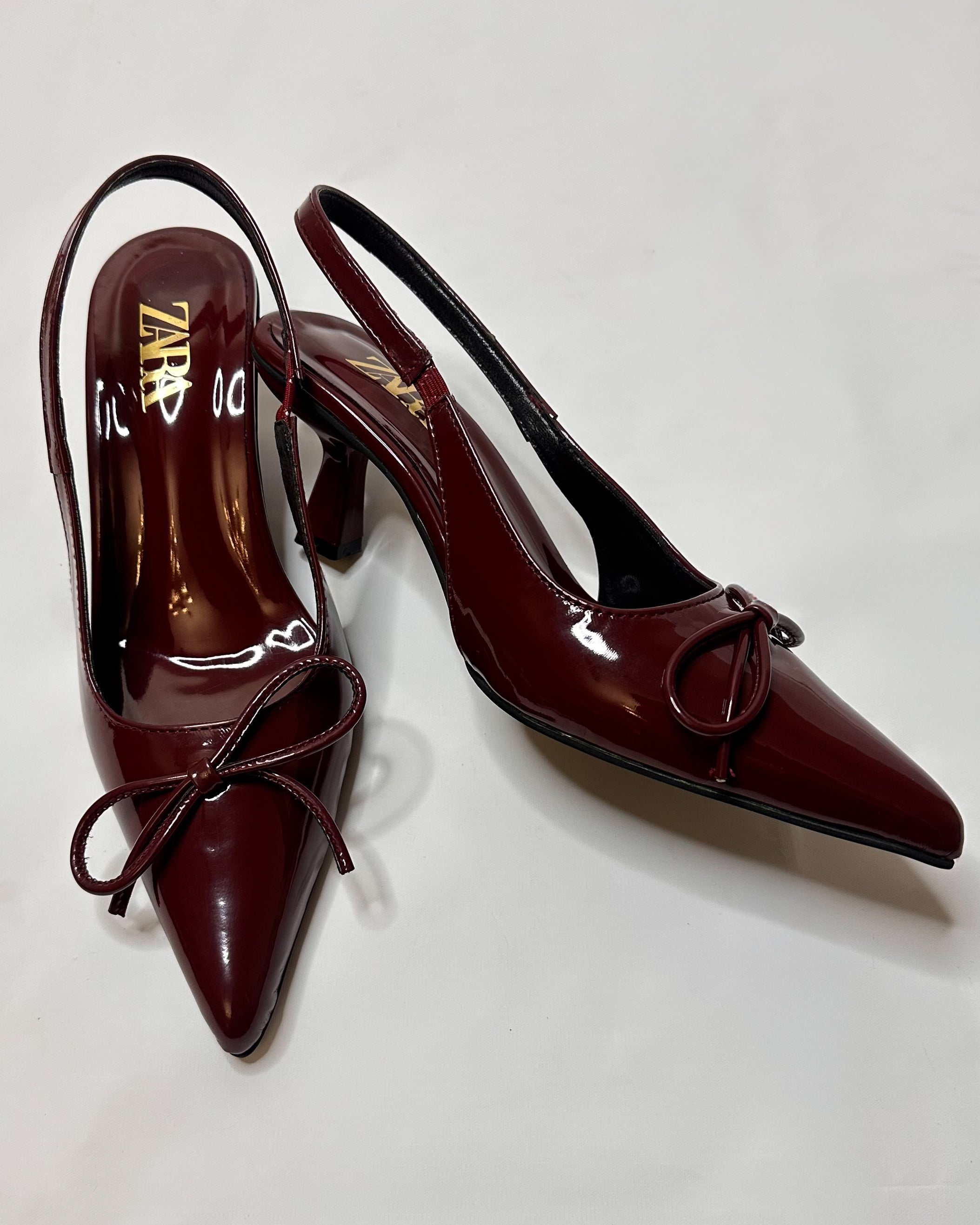 Zara Patent Slingback Red Heels
