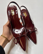 Zara Patent Slingback Red Heels