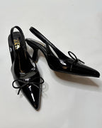 Zara Patent Slingback Black Heels