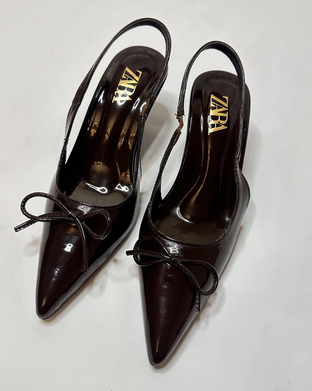 Zara Patent Slingback Black Heels