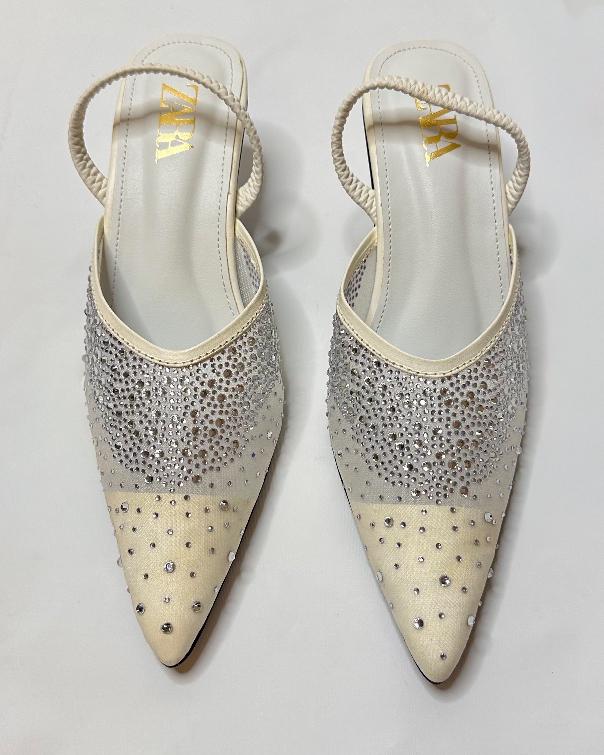 ZARA Slingback White Pumps