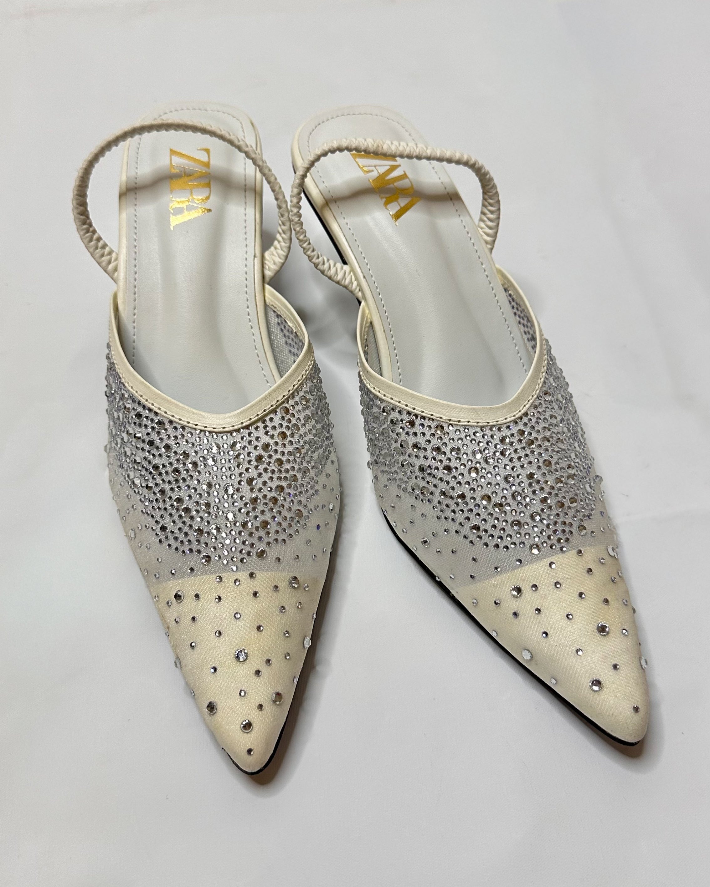 ZARA Slingback White Pumps