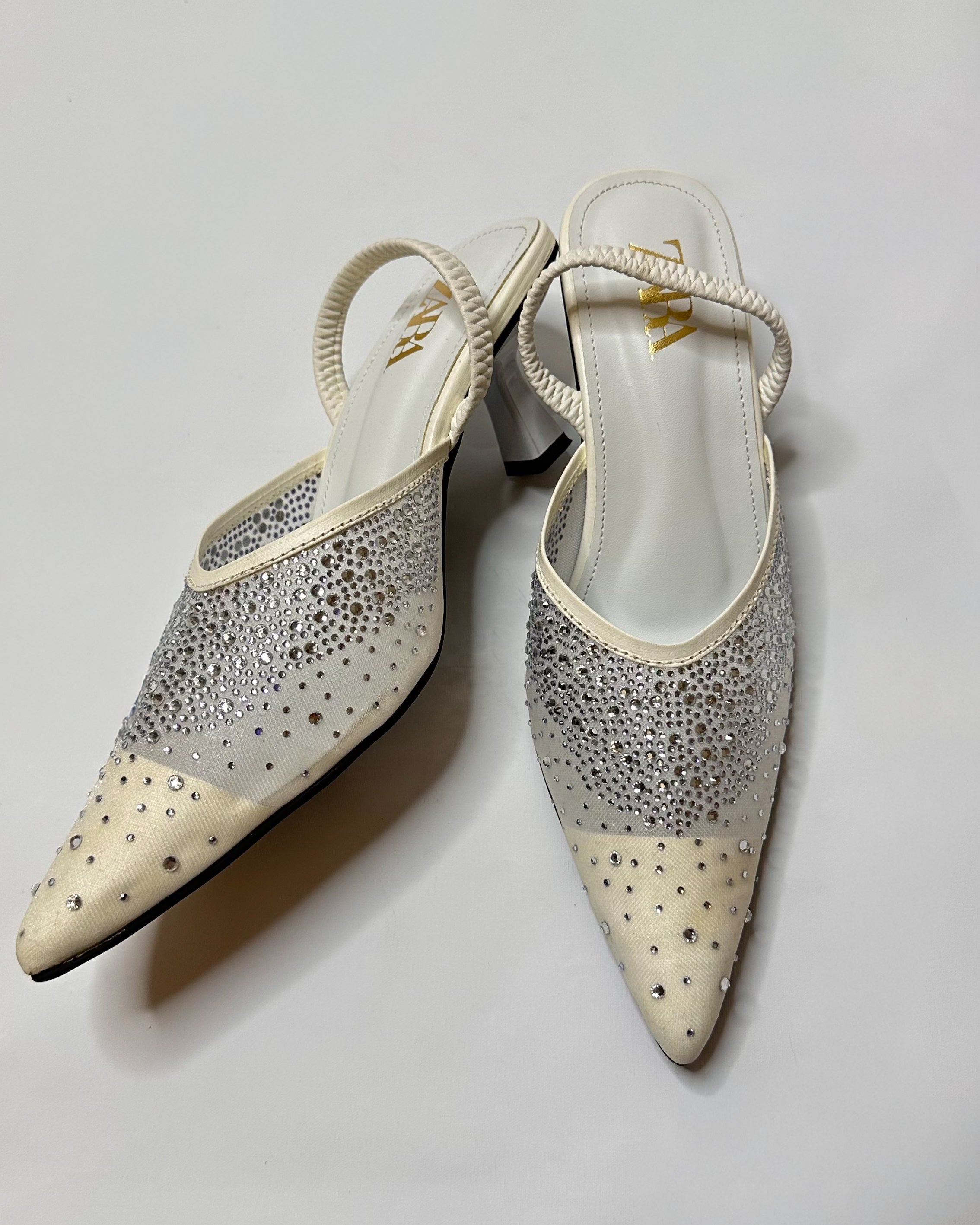 ZARA Slingback White Pumps