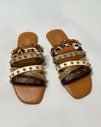 Jimmy Choo Stud Brown Slippers