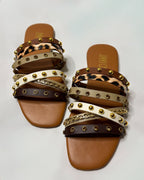 Jimmy Choo Stud Brown Slippers