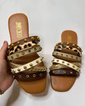 Jimmy Choo Stud Brown Slippers