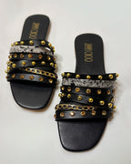 Jimmy Choo Stud Brown Slippers