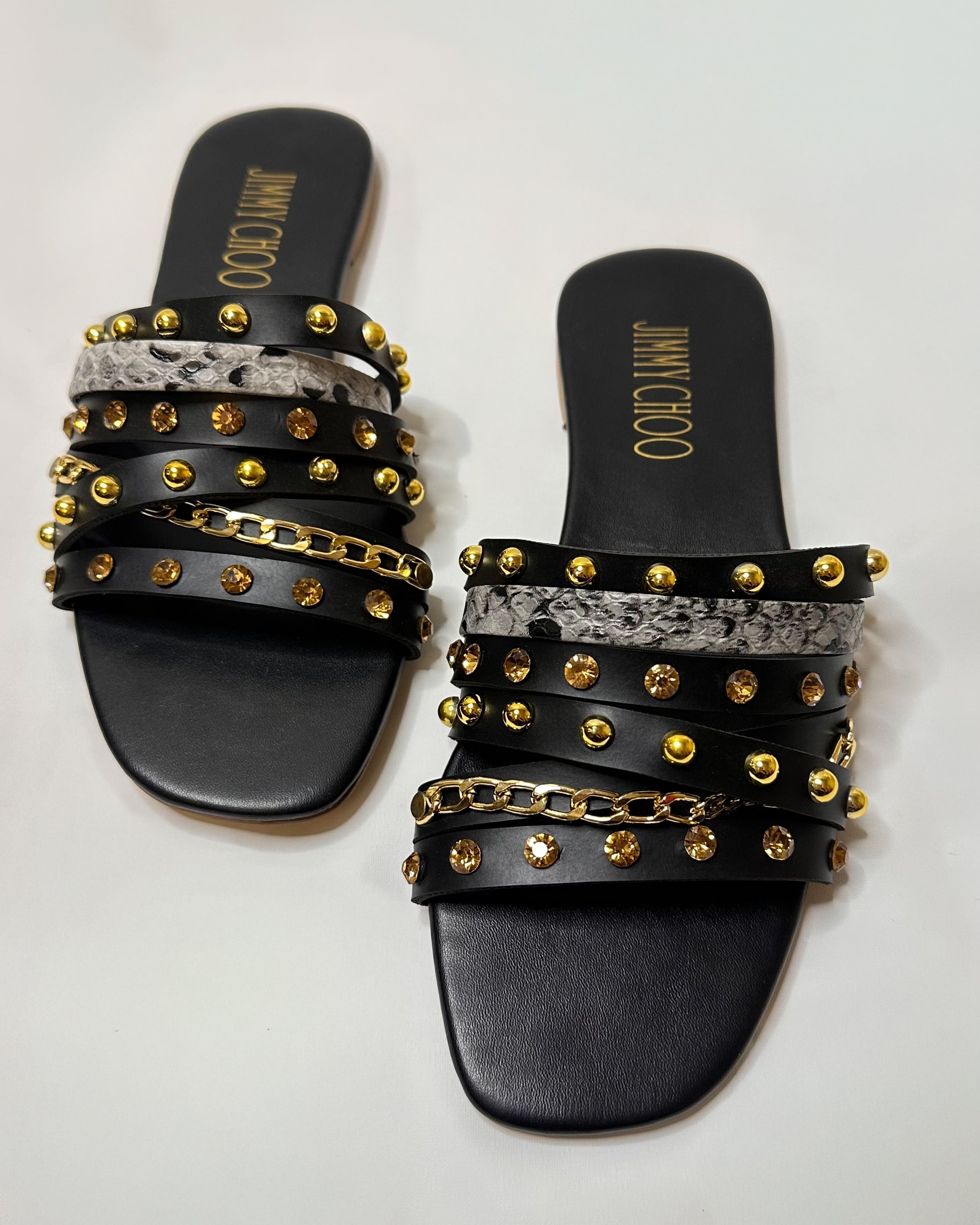 Jimmy Choo Stud Brown Slippers