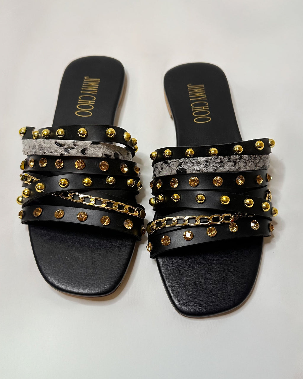 Jimmy Choo Stud Brown Slippers