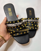 Jimmy Choo Stud Brown Slippers