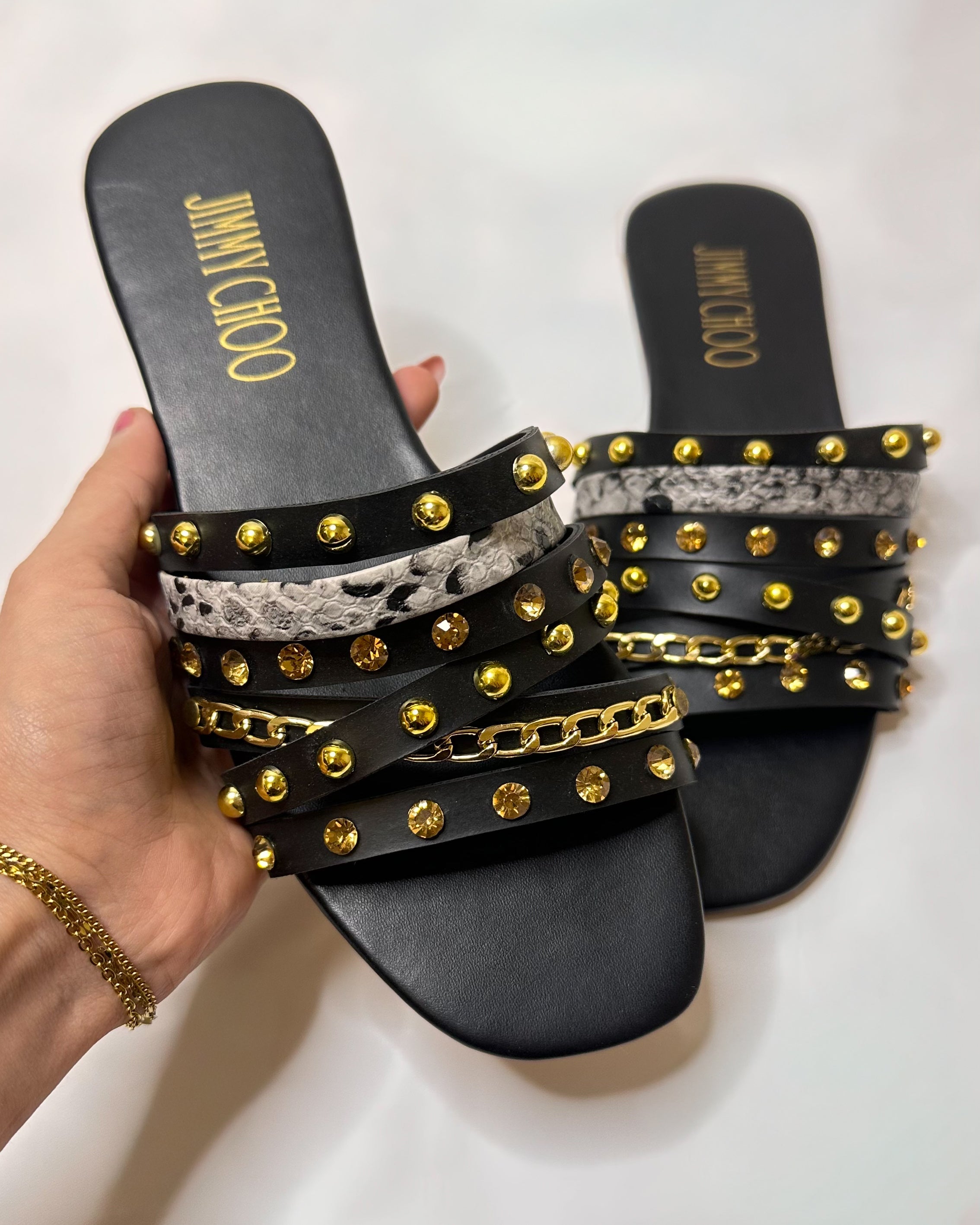 Jimmy Choo Stud Black Slippers