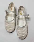 Zara Mesh Mary Jane Ballet White Flat Pumps