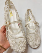 Zara Mesh Ballet White Pumps
