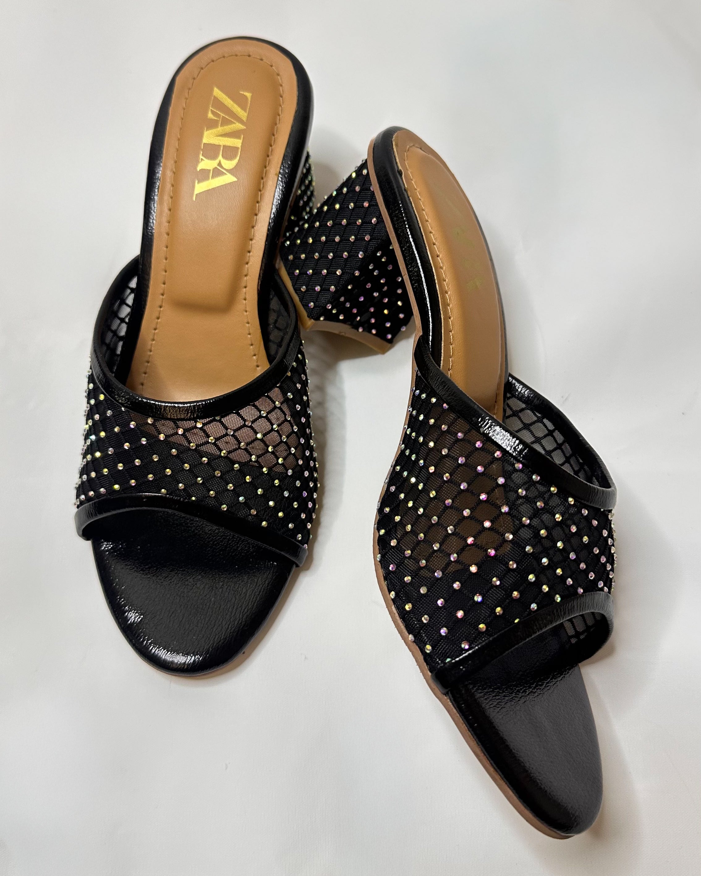 Zara Embellished Block Heel Sandals