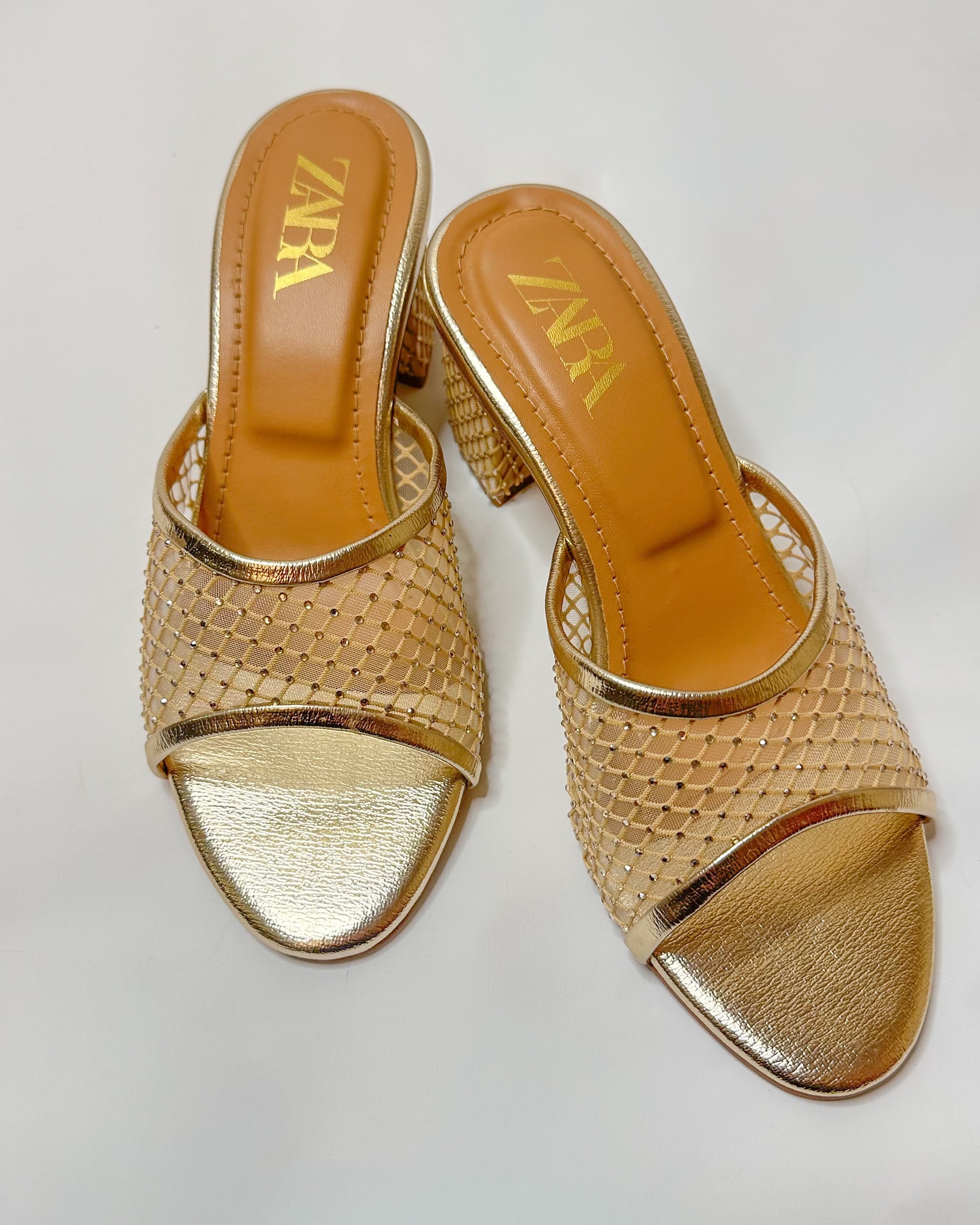 Zara Embellished Block Heel Sandals