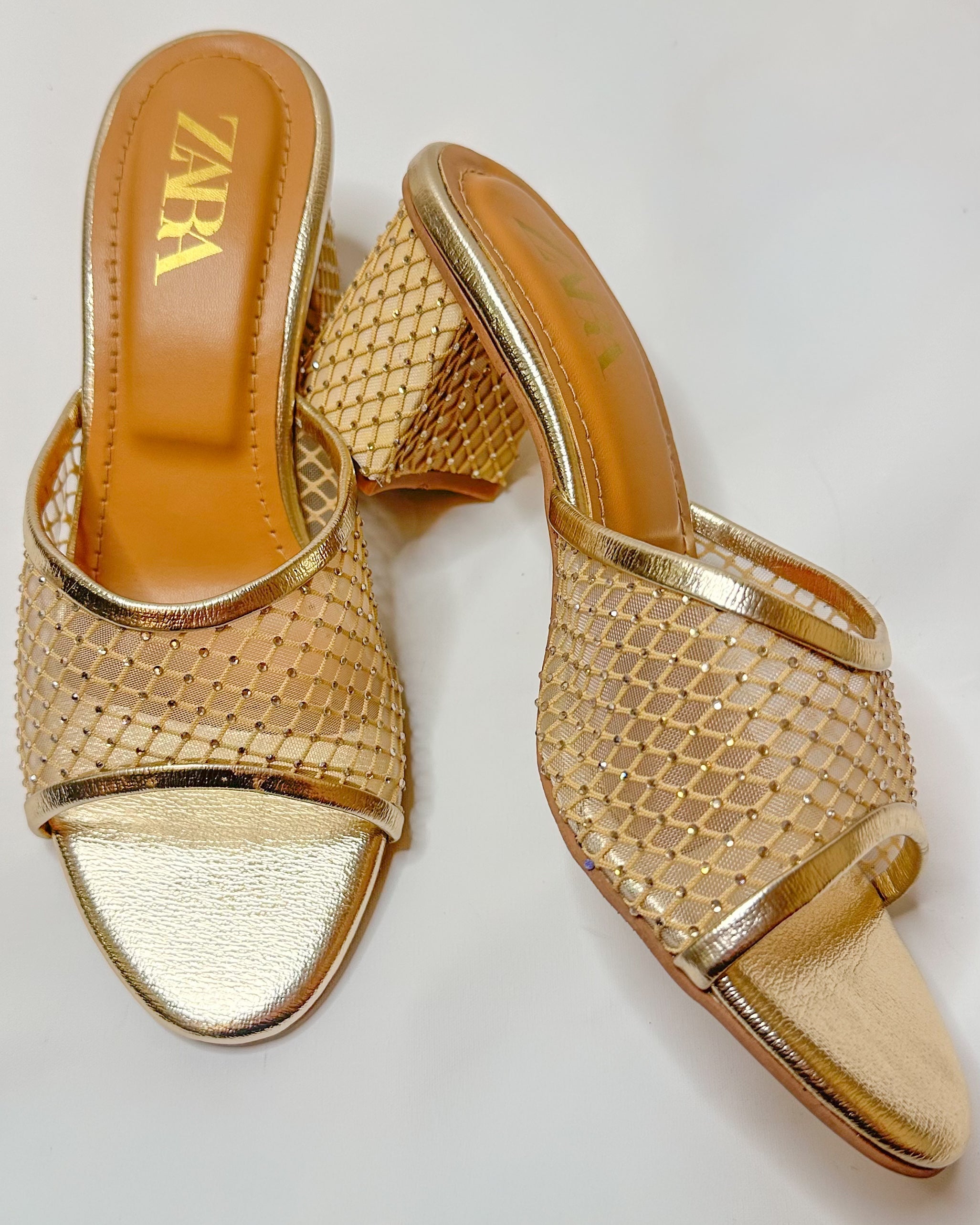 Zara Embellished Block Heel Sandals