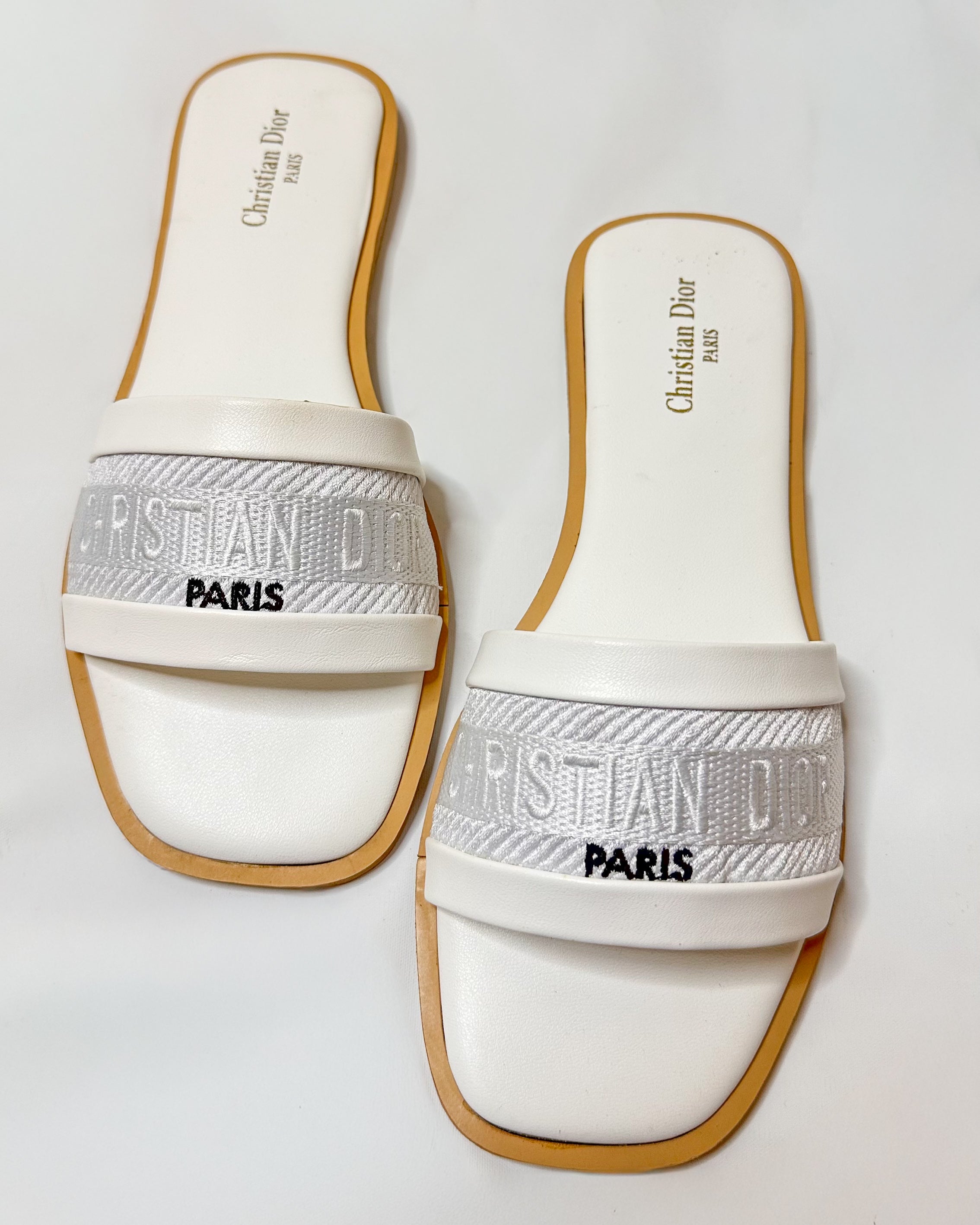 Christian Dior Dway White Flat Slippers