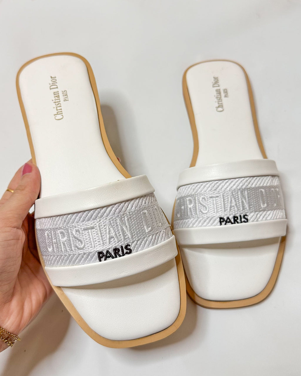 Christian Dior Dway White Flat Slippers