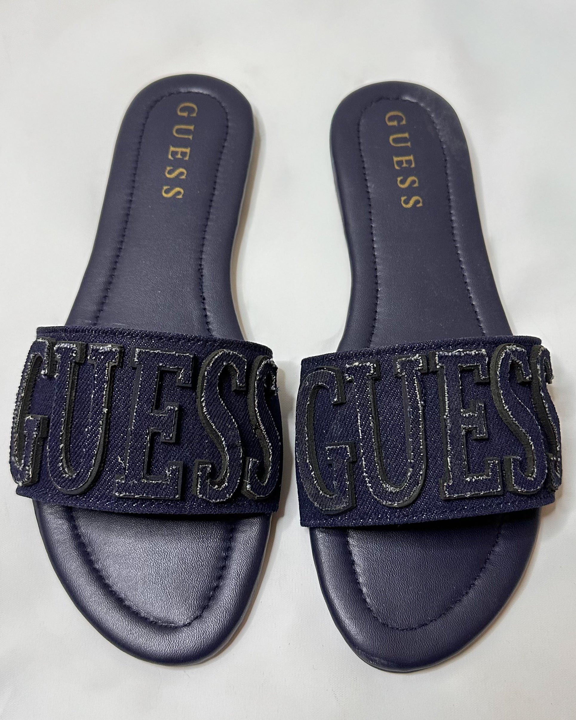 Guess Havas Denim Navy Slide Sandals