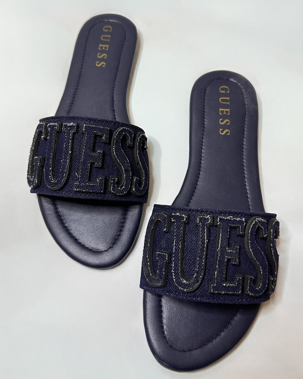 Guess Havas Denim Navy Slide Sandals