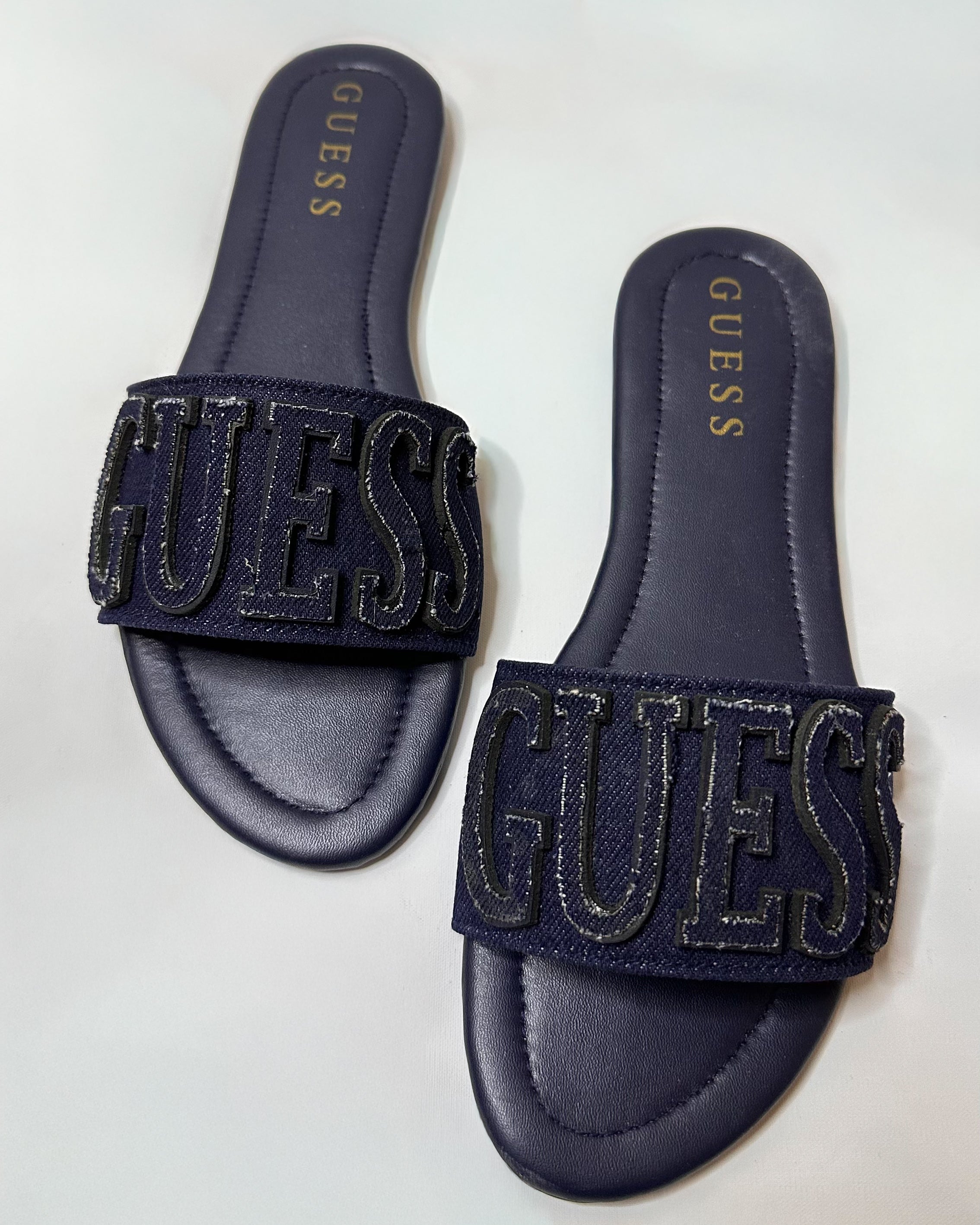 Guess Havas Denim Navy Slide Sandals
