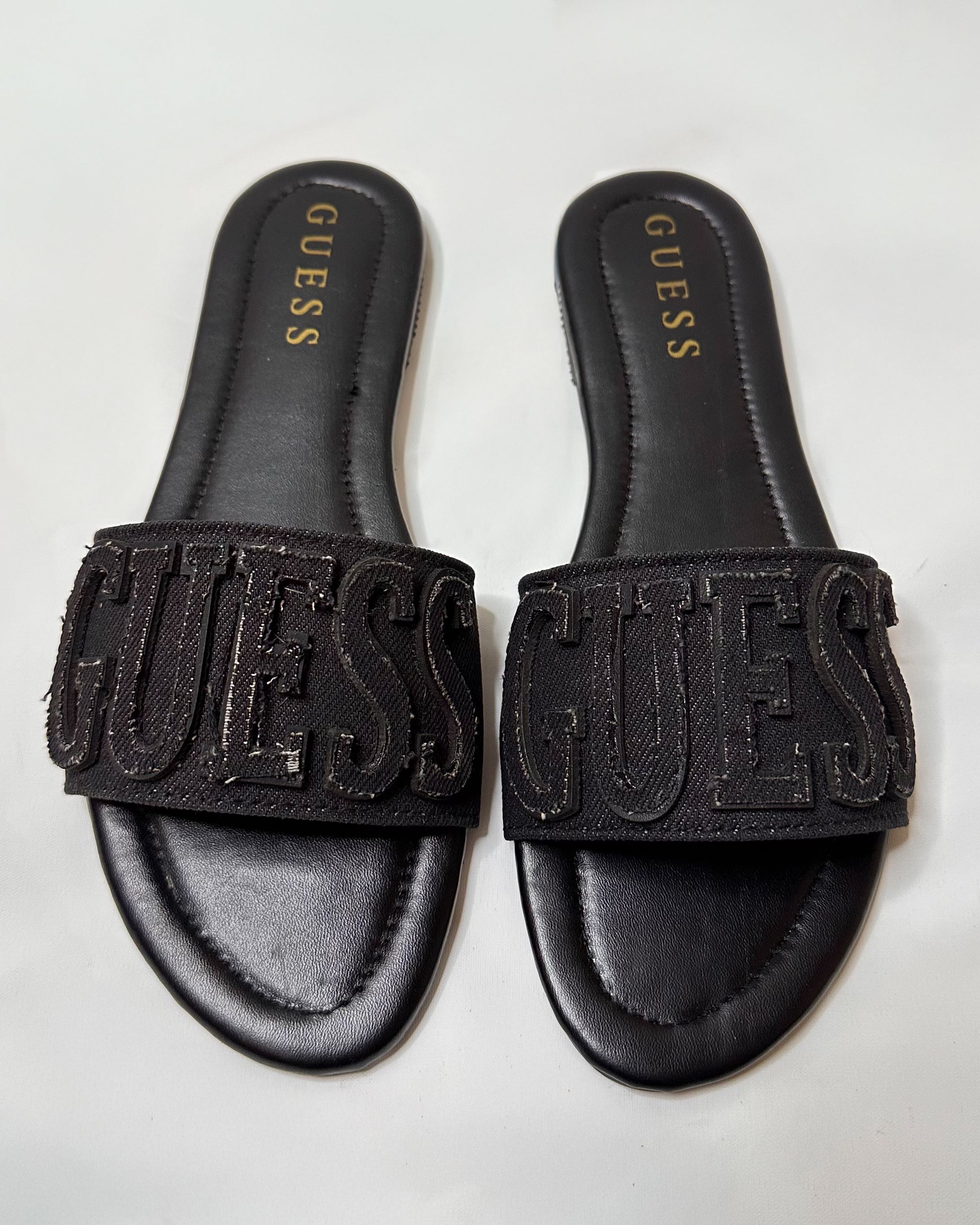 Guess Havas Denim Black Slide Sandals