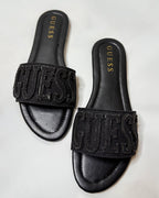 Guess Havas Denim Black Slide Sandals