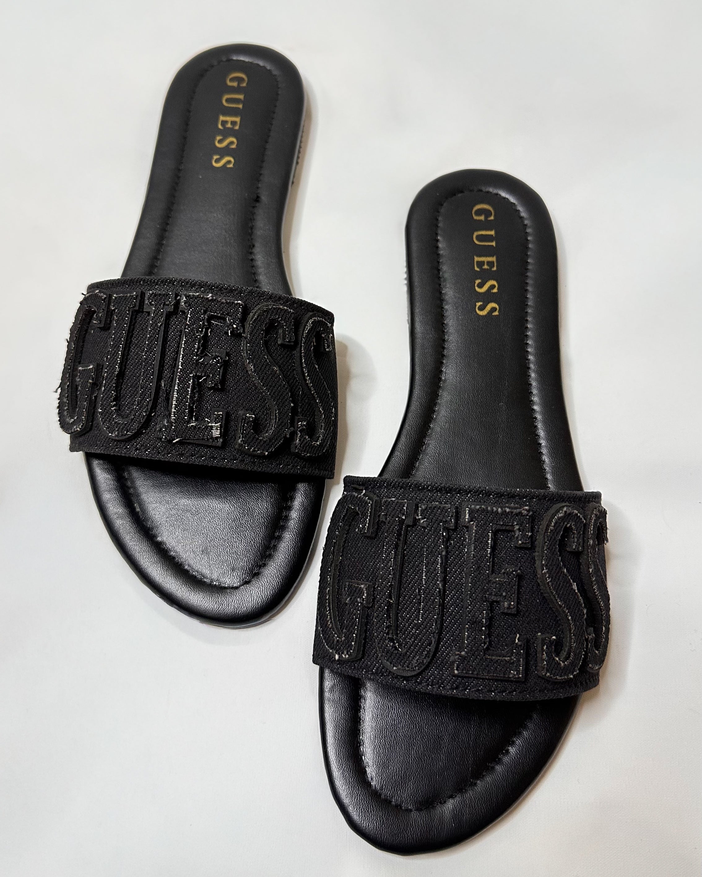 Guess Havas Denim Black Slide Sandals