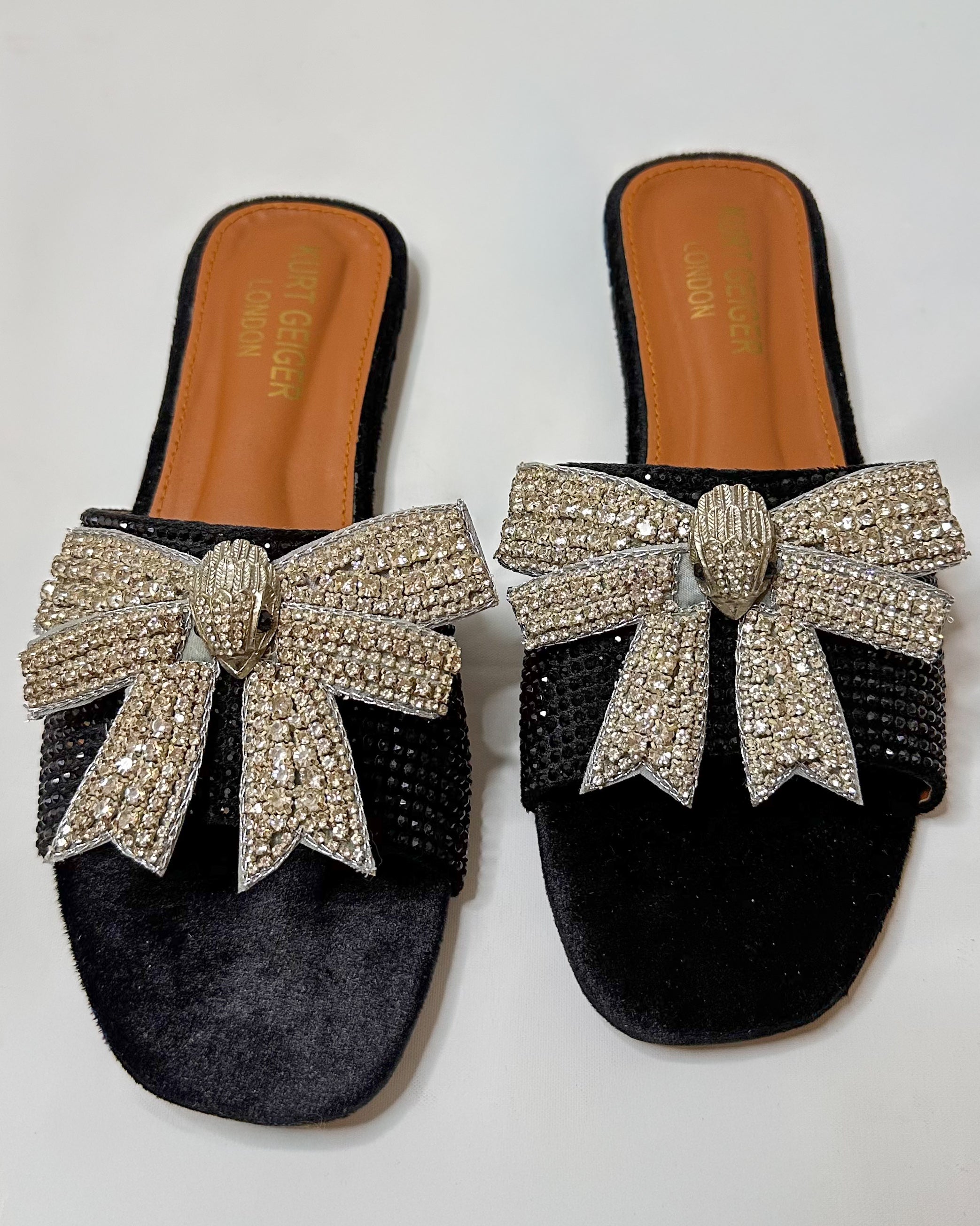 Kurt Geiger Roon Bow Mules Slippers Black
