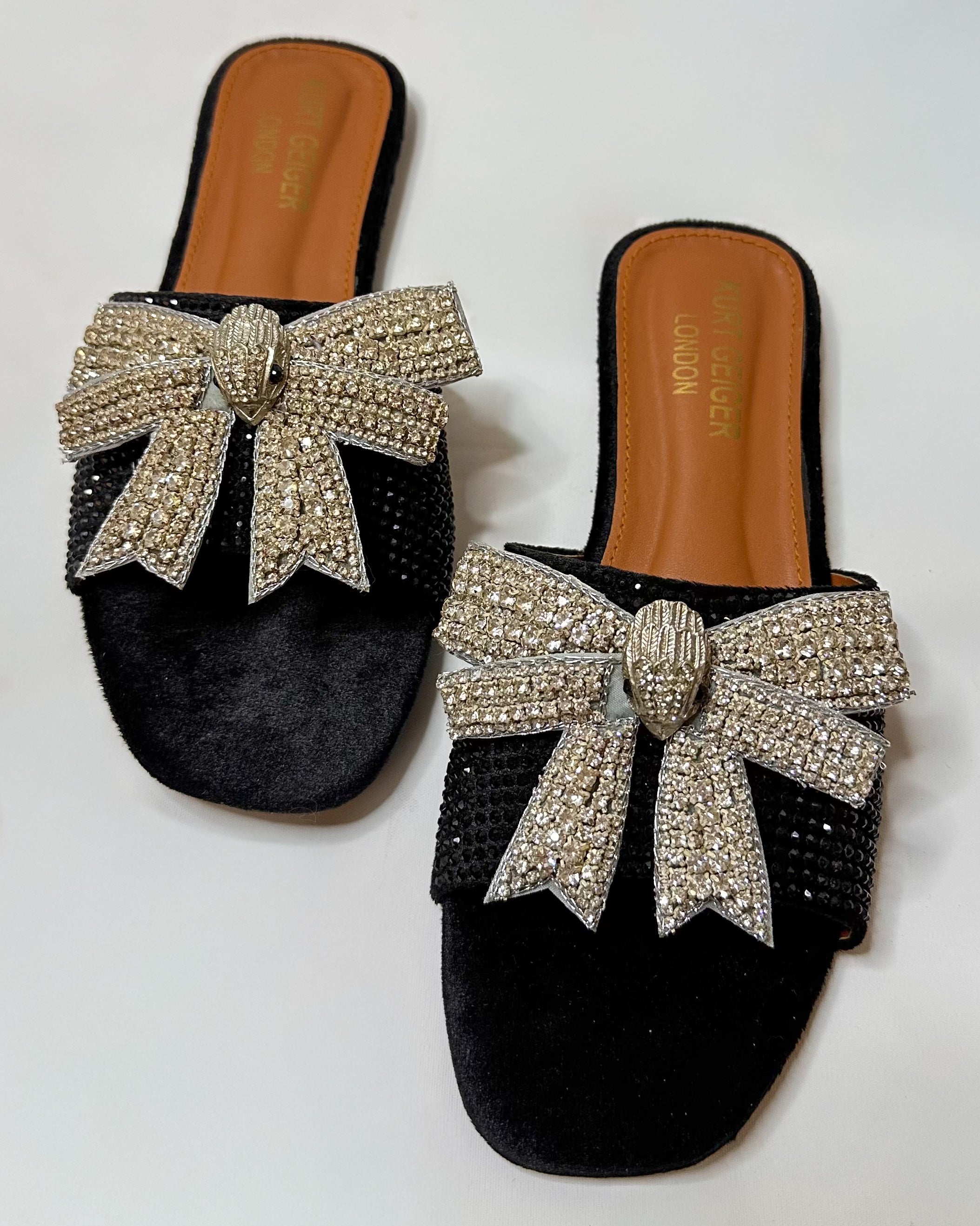 Kurt Geiger Roon Bow Mules Slippers Black