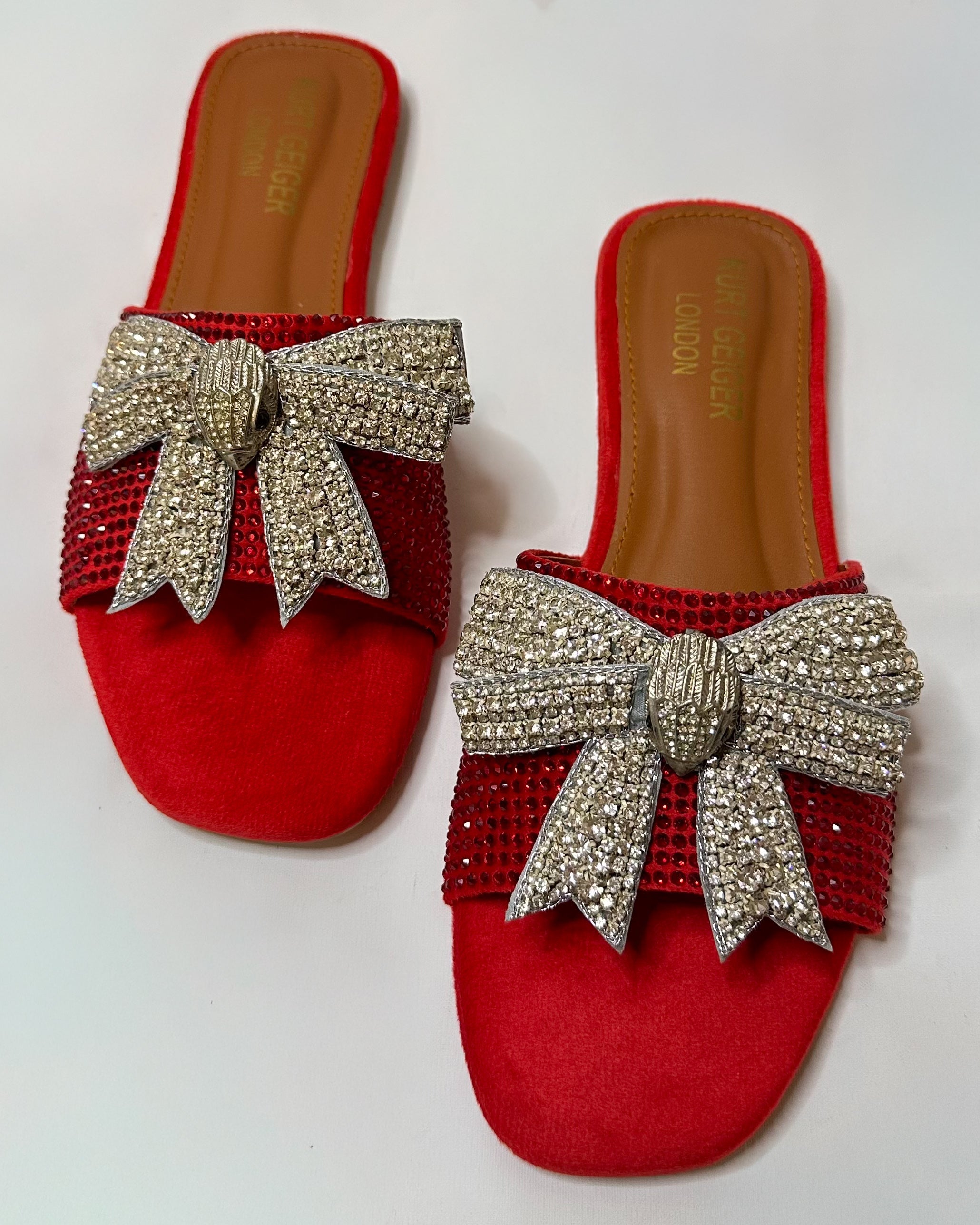 Kurt Geiger Roon Bow Mules Pink Slippers