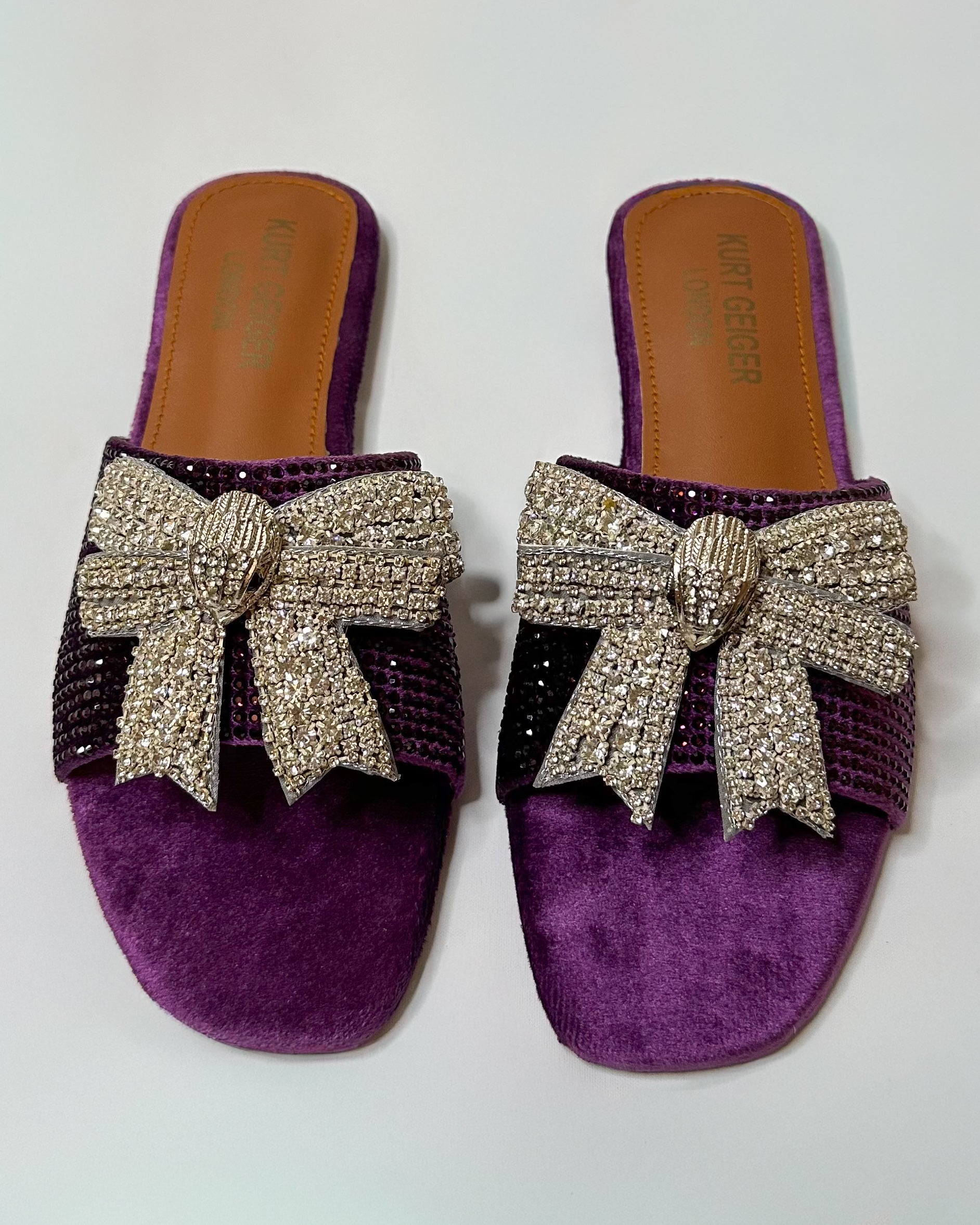 Kurt Geiger Roon Bow Mules Slippers Purple