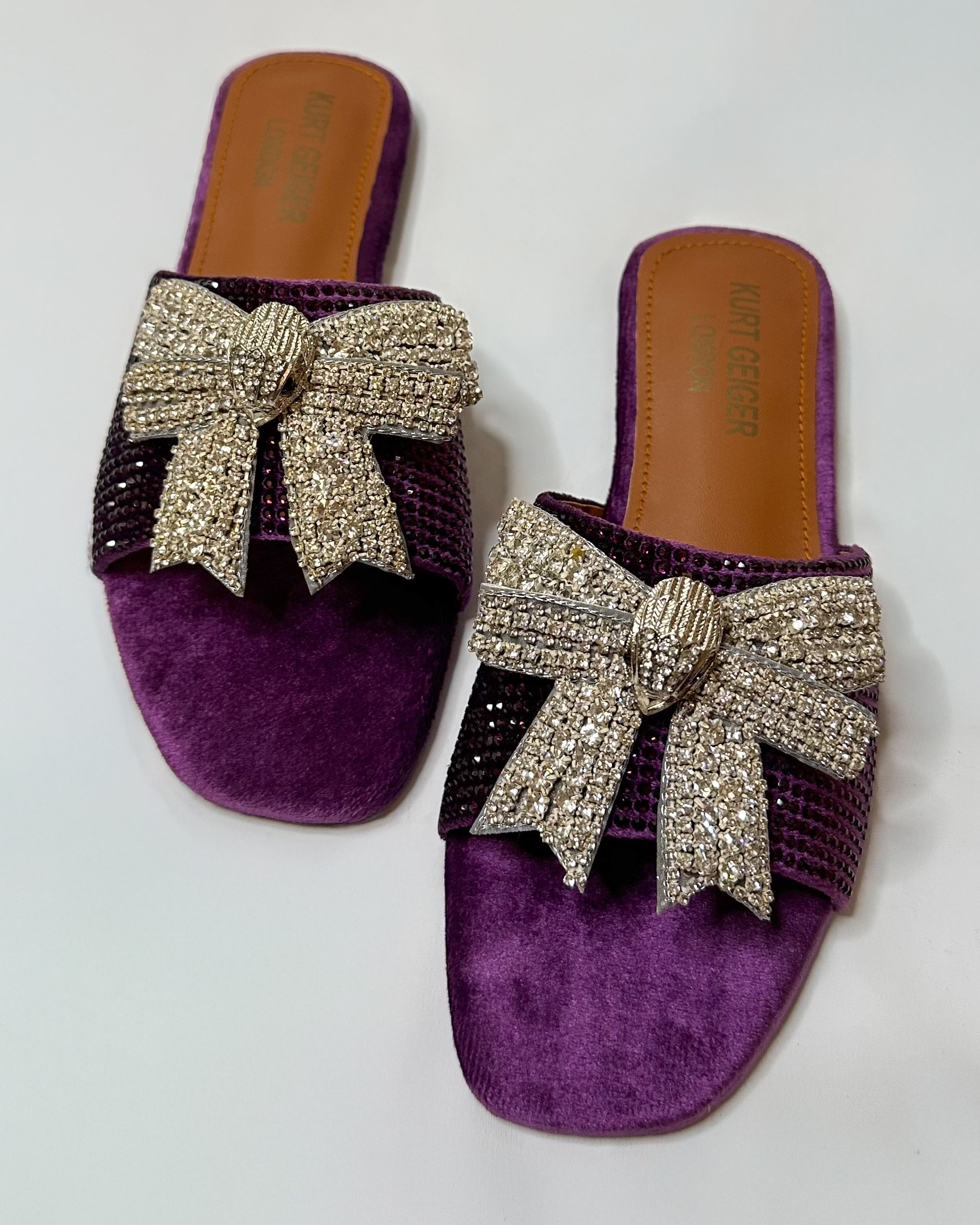 Kurt Geiger Roon Bow Mules Slippers Purple