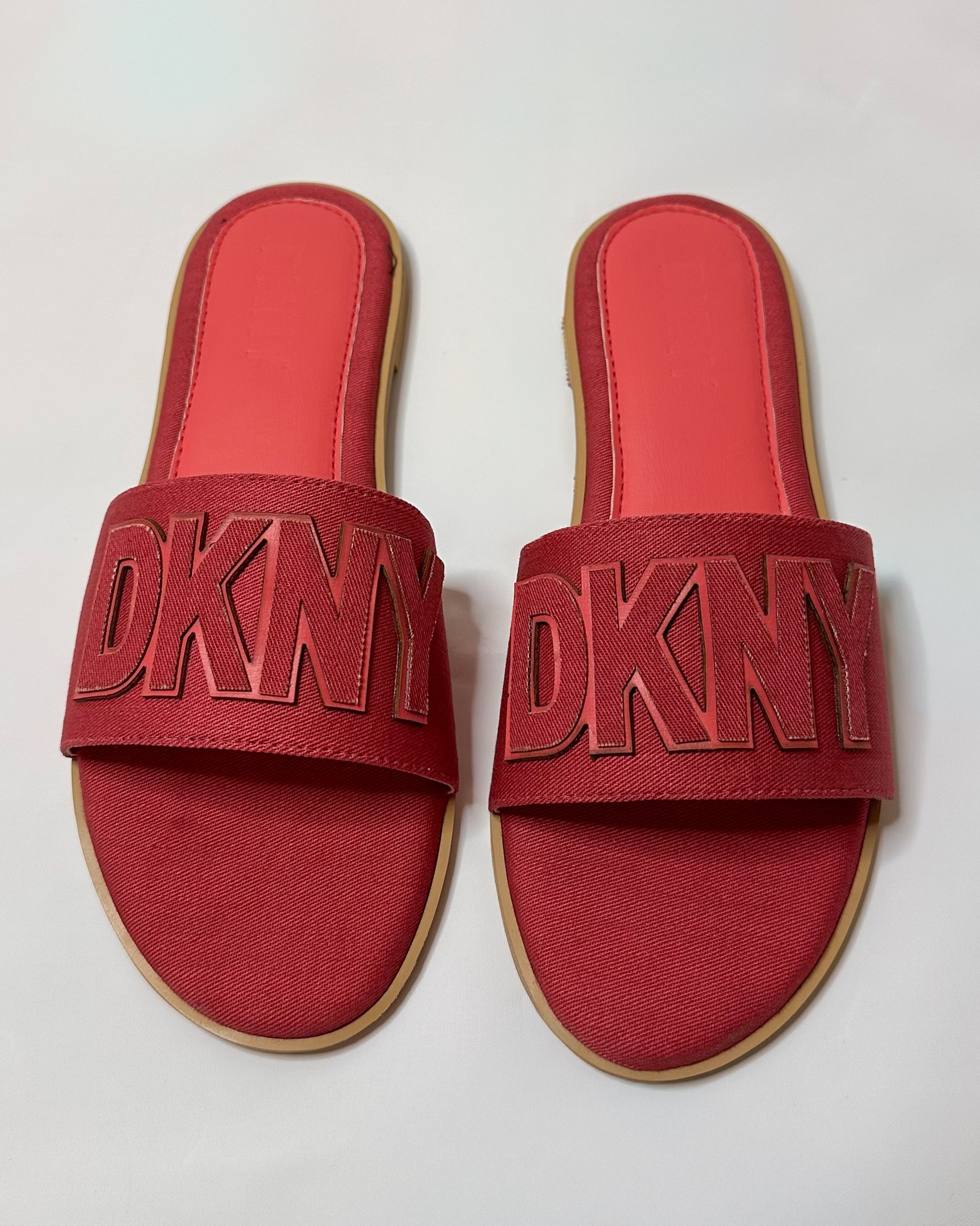 DKNY Willow Flat Slide Slippers Red