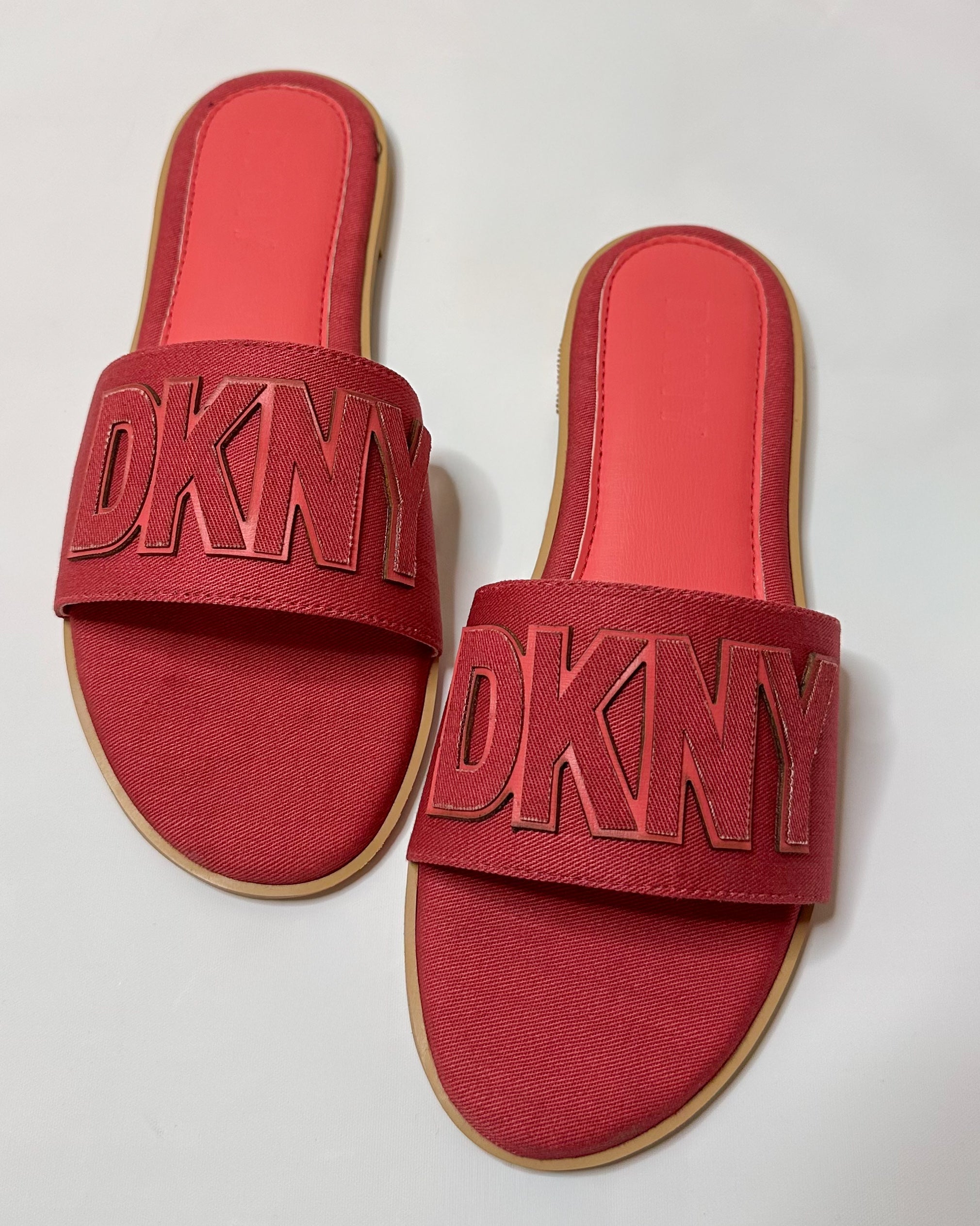 DKNY Willow Flat Slide Slippers Red