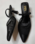 Zara Mesh Slingback Heels Black