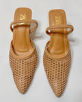 Zara Mesh Slingback Heels Beige