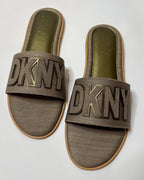 DKNY Willow Flat Slide Slippers Metallic Green