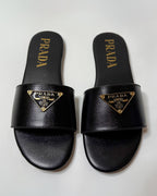 Prada Logo Slide Sandals Black