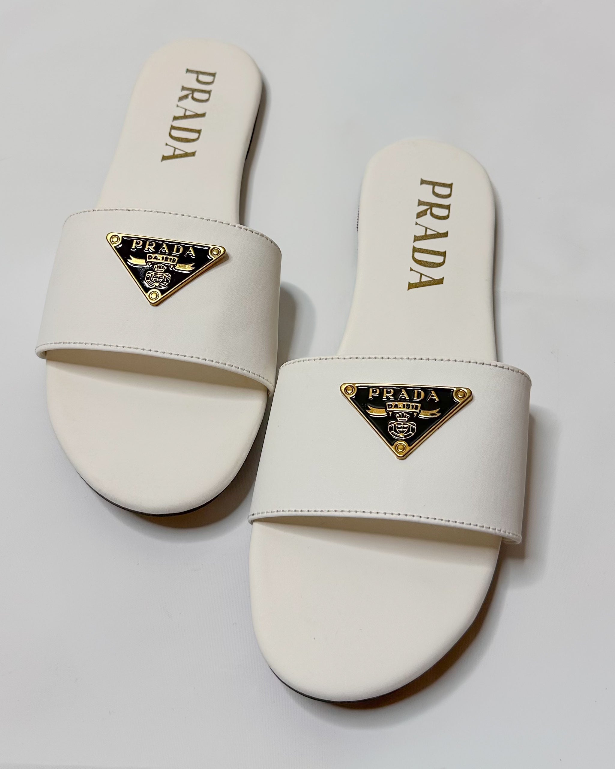 Prada Logo Slide Sandals