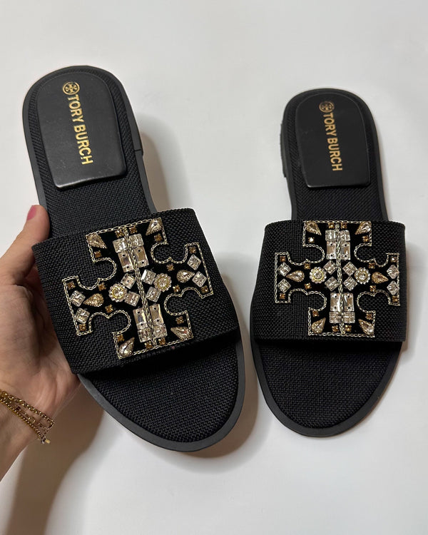 Tory Burch Everly Slides Black