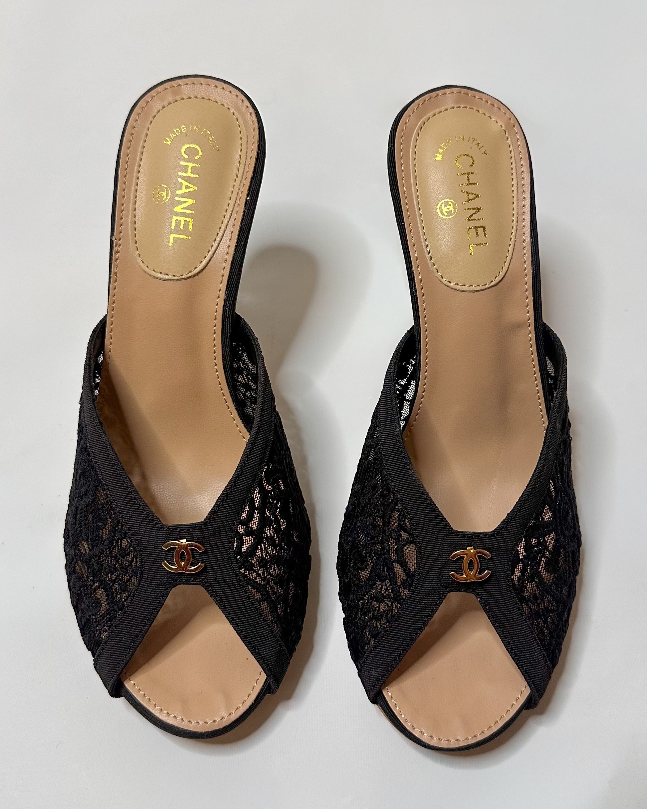 Chanel Lace Mule Heels